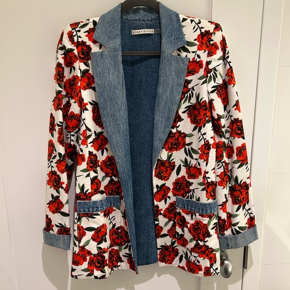Alice and Olivia | Sold Out Rose and Denim Blazer - Picture 1 of 4
